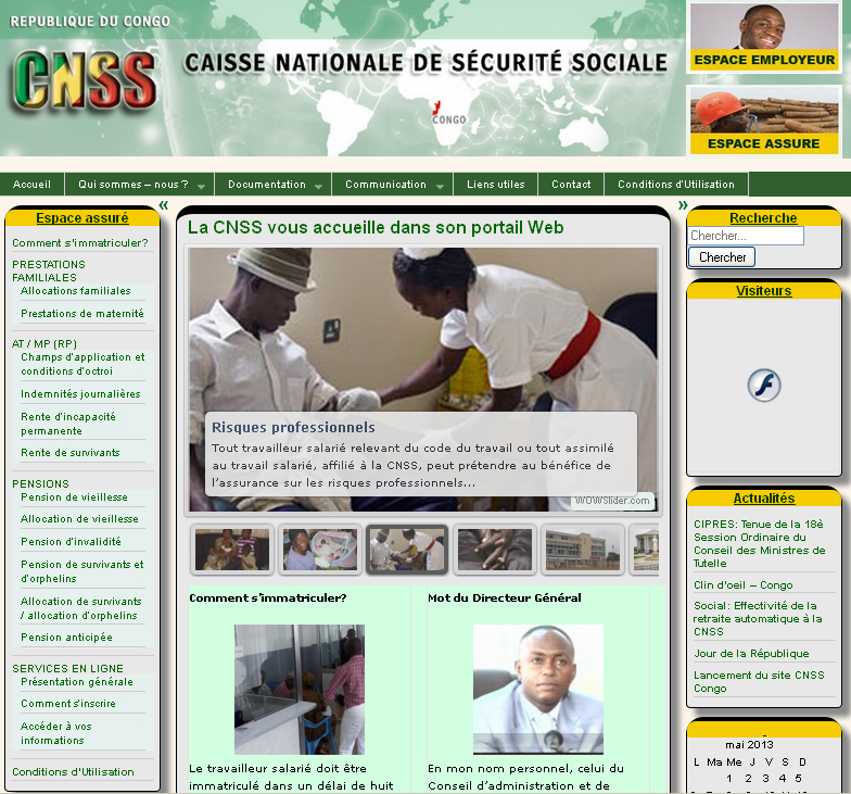 Page d'accueil du site web
